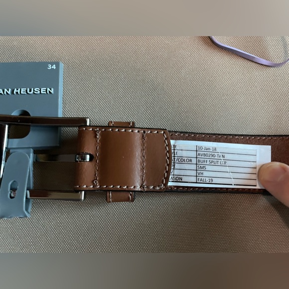 Van Heusen Mens Tan “Buff Split Leather” Belt, Size 34, NWT - Picture 2 of 8